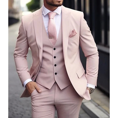 Elegant Slim Fit Men's Formal Terno Suit Set - 3 Piece Jacket, Pants, and Vest for Luxury Occasions, Perfect for Weddings and Smart Casual Events